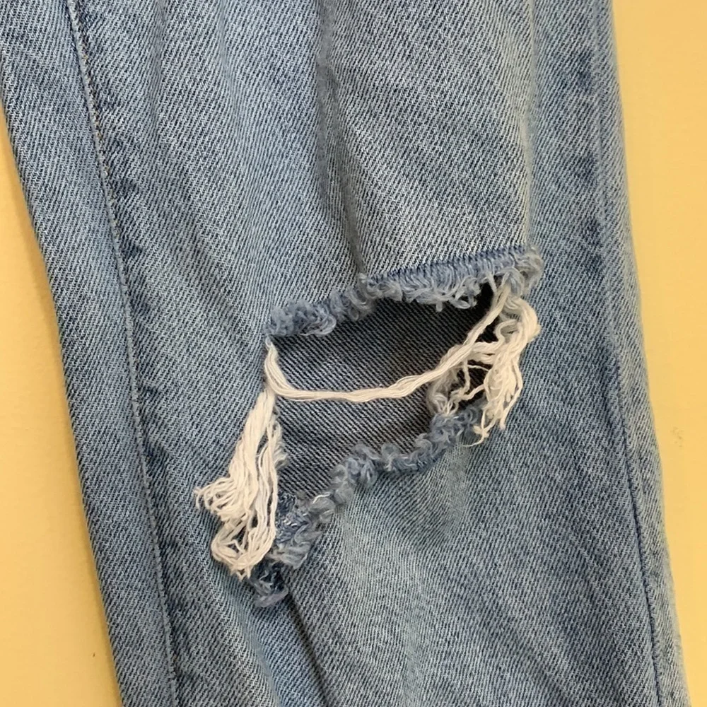 PacSun High Waisted Straight Ripped Distressed Button-fly Cotton Denim Jeans 23